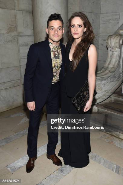 Rami Malek and Carly Chaikin attend the Montblanc & UNICEF Gala Dinner at the New York Public Library on April 3, 2017 in New York City.