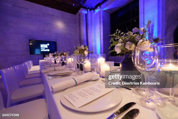 General view of atmosphere inside the Stephen A. Schwarzman Building during the Montblanc & UNICEF Gala Dinner at the New York Public Library on...