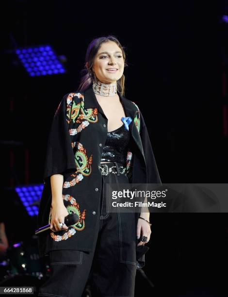 Daya performs onstage at WELCOME! - Fundraising Concert Benefiting The ACLU presented by Zedd at Staples Center on April 3, 2017 in Los Angeles,...