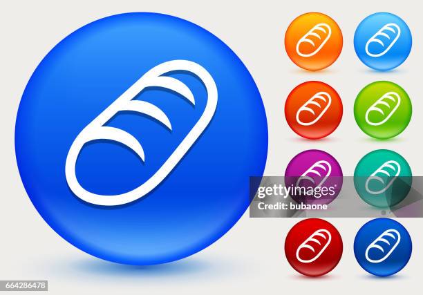 bread icon on shiny color circle buttons - bread roll white background stock illustrations