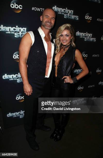 Former MLB player David Ross and dancer Lindsay Arnold attend "Dancing with the Stars" Season 24 at CBS Televison City on April 3, 2017 in Los...