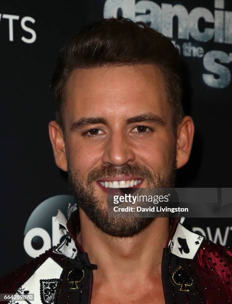 Personality Nick Viall attends "Dancing with the Stars" Season 24 at CBS Televison City on April 3, 2017 in Los Angeles, California.