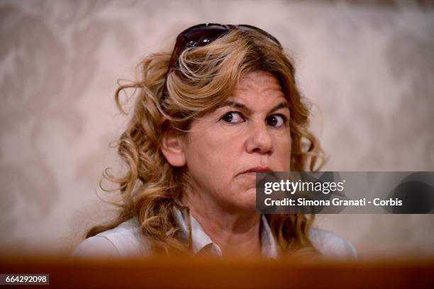 Lawyer Alessandra Ballerini attends a press conference relating to the case of the murder of Giulio Regeni at the Italian Senate on April 3, 2017 in...