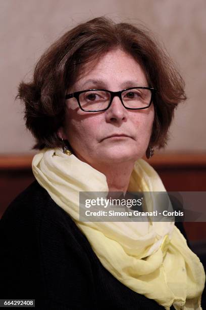 Paola Regeni attends a press conference relating of the murder of her son Giulio Regeni at the Italian Senate on April 3, 2017in Rome, Italy. The 28-...