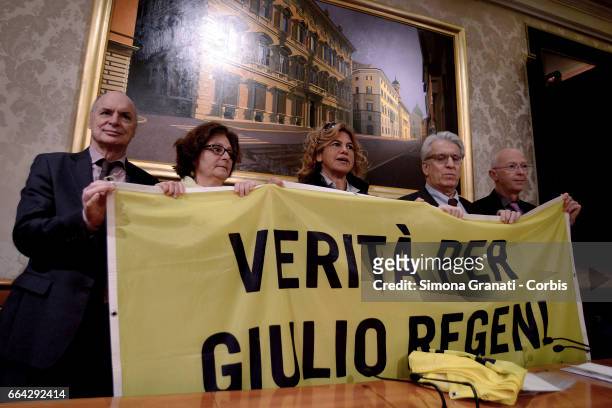 Claudio Regeni and his wife Paola , parents of Giulio Regeni, lawyer Alessandra Ballerini , Senator Luigi Manconi and Amnesty International Italy's...