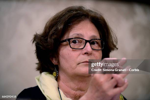 Paola Regeni attends a press conference relating of the murder of her son Giulio Regeni at the Italian Senate on April 3, 2017in Rome, Italy. The 28-...