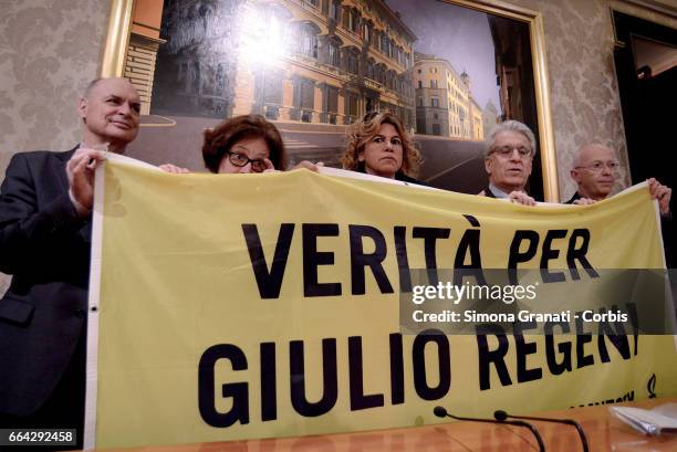 Claudio Regeni and his wife Paola , parents of Giulio Regeni, lawyer Alessandra Ballerini , Senator Luigi Manconi and Amnesty International Italy's...