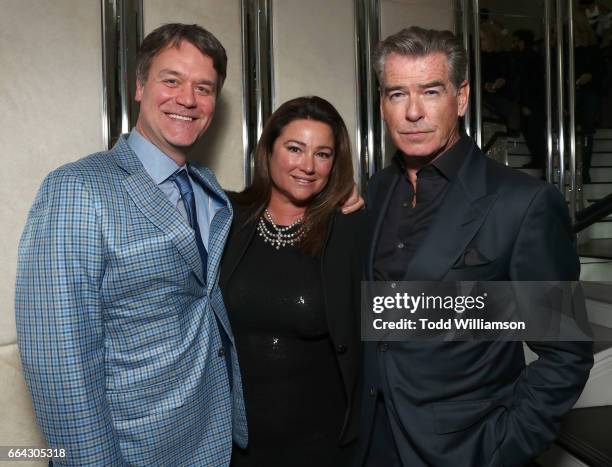 Showrunner/Executive Producer Kevin Murphy, Keely Shaye Brosnan and Pierce Brosnan attend the after party for the premiere oif AMC's "The Son" on...