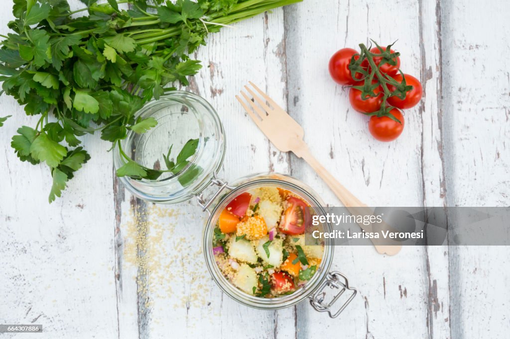 Couscous salad in a jar