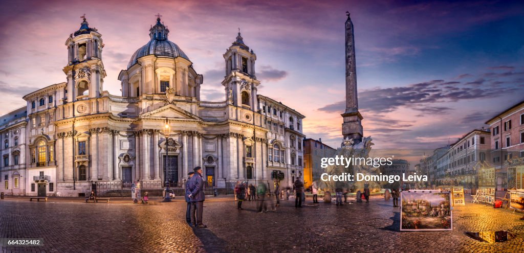 Sant'Agnese in Agone and the obelisco agonale piazza navona, Roma