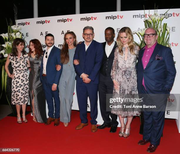 Julia Stiles, Lena Olin, Roxane Duran, Dimitri Leonidas and Adrian Lester arrive at the MIPTV 2017 Opening Party at the Martinez Hotel on April 4,...