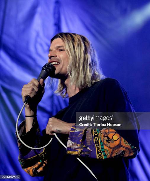 Andrew Wessen of Grouplove performs at the NCAA March Madness Music Festival 2017 on April 1, 2017 in Margaret T. Hance Park in Phoenix, Arizona.