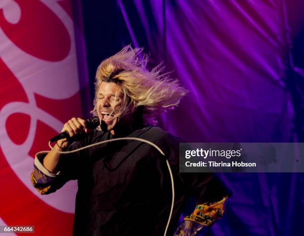 Andrew Wessen of Grouplove performs at the NCAA March Madness Music Festival 2017 on April 1, 2017 in Margaret T. Hance Park in Phoenix, Arizona.