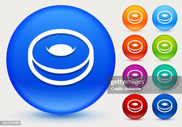 ilustrações de stock, clip art, desenhos animados e ícones de donut icon on shiny color circle buttons - blue donut white background