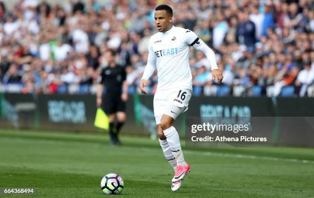 Martin Olsson of Swansea City during the Premier League match between Swansea City and Middlesbrough at The Liberty Stadium on April 2, 2017 in...