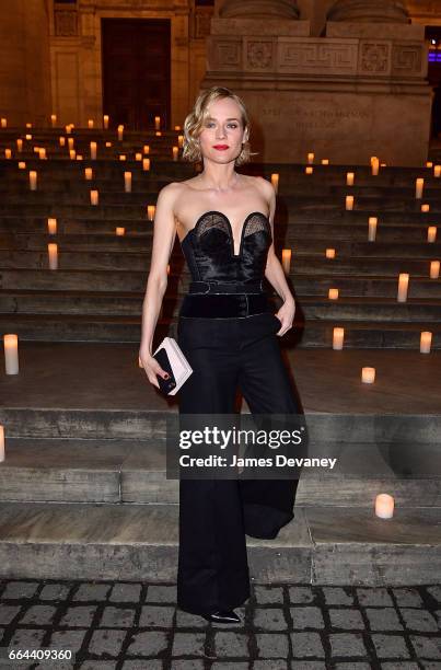 Diane Kruger arrives to the Montblanc & UNICEF Gala Dinner at the New York Public Library on April 3, 2017 in New York City.