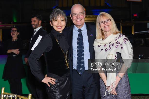 Sharon Chang, Andrew Hamilton, and Jennie Hamilton attend Tisch School Gala 2017 at Cipriani 42nd Street on April 3, 2017 in New York City.