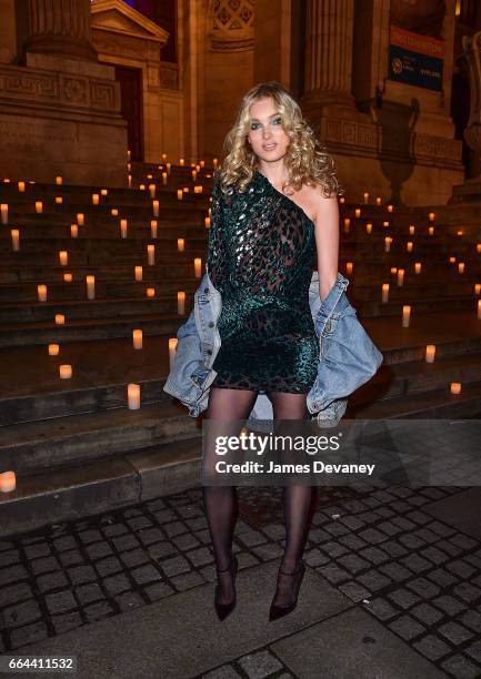 Elsa Hosk arrives to the Montblanc & UNICEF Gala Dinner at the New York Public Library on April 3, 2017 in New York City.