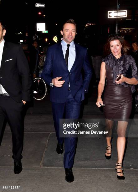 Hugh Jackman arrives to the Montblanc & UNICEF Gala Dinner at the New York Public Library on April 3, 2017 in New York City.