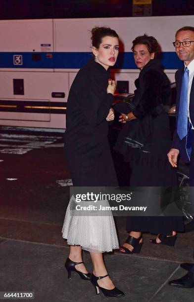 Charlotte Casiraghi arrives to the Montblanc & UNICEF Gala Dinner at the New York Public Library on April 3, 2017 in New York City.