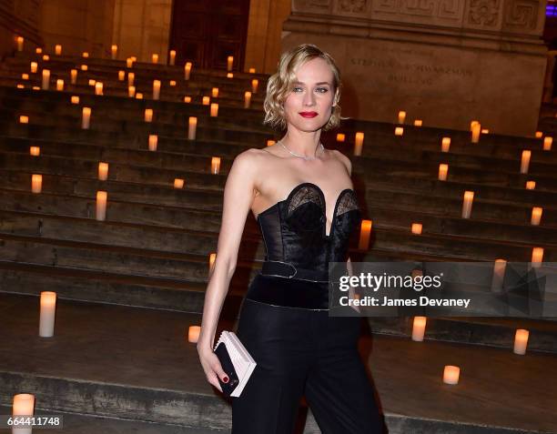 Diane Kruger arrives to the Montblanc & UNICEF Gala Dinner at the New York Public Library on April 3, 2017 in New York City.