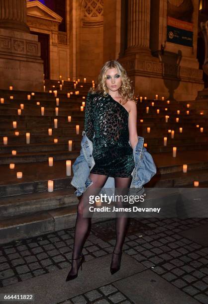 Elsa Hosk arrives to the Montblanc & UNICEF Gala Dinner at the New York Public Library on April 3, 2017 in New York City.