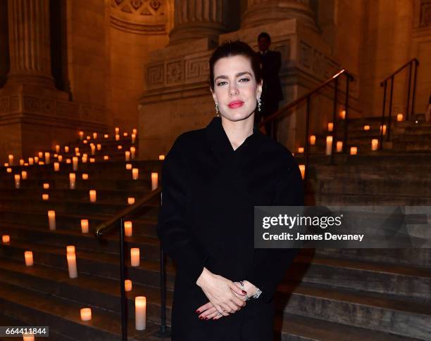 Charlotte Casiraghi arrives to the Montblanc & UNICEF Gala Dinner at the New York Public Library on April 3, 2017 in New York City.