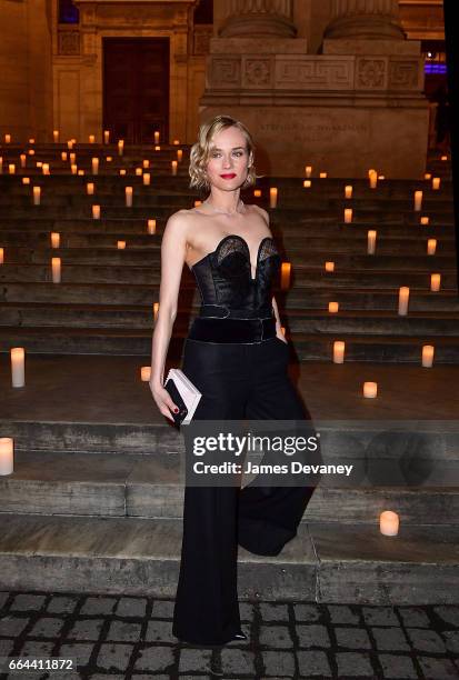 Diane Kruger arrives to the Montblanc & UNICEF Gala Dinner at the New York Public Library on April 3, 2017 in New York City.