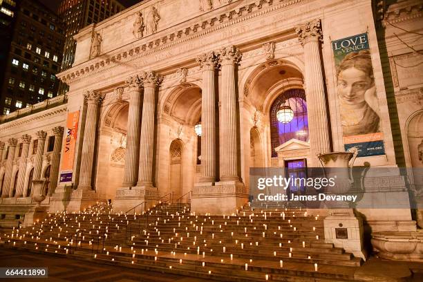 General view outside the Montblanc & UNICEF Gala Dinner at the New York Public Library on April 3, 2017 in New York City.