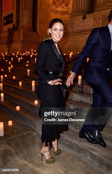 Olivia Palermo arrives to the Montblanc & UNICEF Gala Dinner at the New York Public Library on April 3, 2017 in New York City.