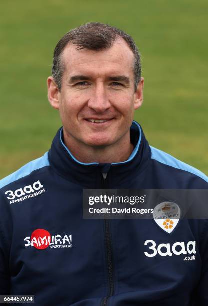 Mal Loye, development coach of Derbyshire poses during the Derbyshire County Cricket photocall held at The 3aaa County Ground on April 4, 2017 in...