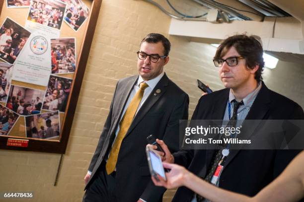 Rep. Justin Amash, R-Mich., leaves a meeting of the House Republican Conference in the Capitol, April 4, 2017.