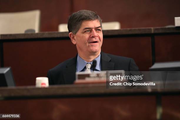 House Homeland Security Committee's Border and Maritime Security Subcommittee ranking member Rep. Filemon Vela participates in a hearing in the House...
