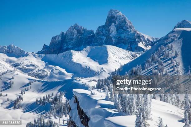 teton range viewed from grand targhee - teton range stock pictures, royalty-free photos & images