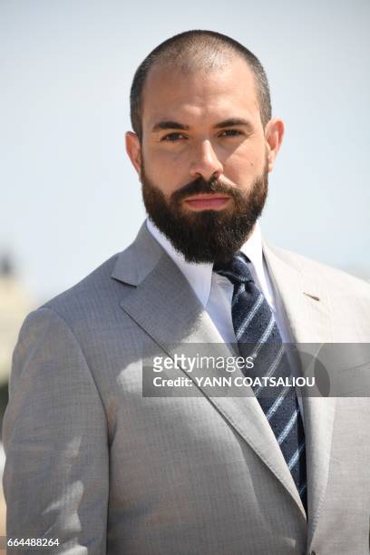 British actor Tom Cullen, performing in "Knightfall" TV drama, poses during the MIPTV event in Cannes, southern France, on April 4, 2017.