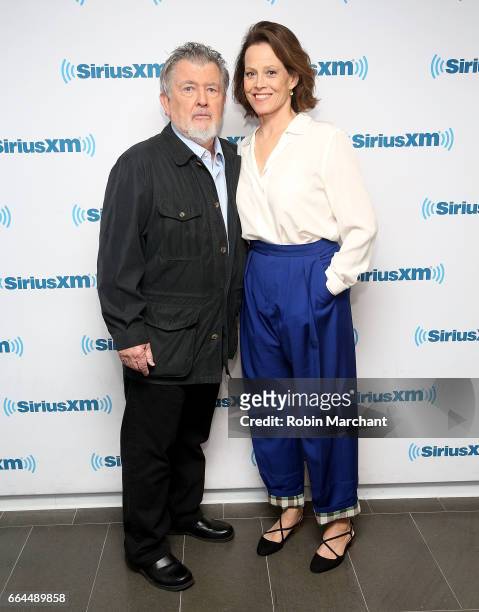 Walter Hill and Sigourney Weaver visit at SiriusXM Studios on April 4, 2017 in New York City.