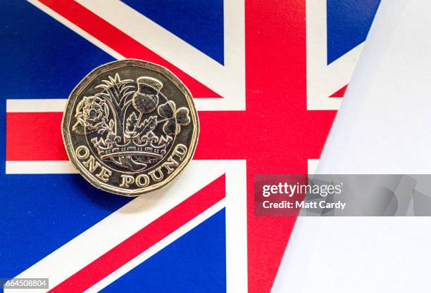 In this photo illustration the new £1 pound coin is seen on April 4, 2017 in Bath, England. Currency experts have warned that as the uncertainty...