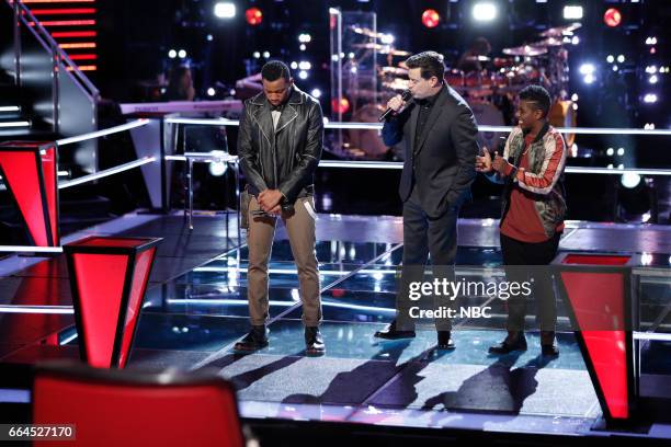 Knockout Rounds" -- Pictured: Chris Blue, Carson Daly, Quizz Swanigan --