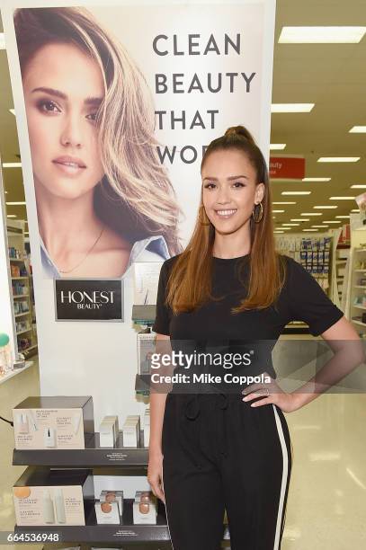 Jessica Alba surprises Target guests with Honest Beauty makeovers at Target on April 4, 2017 in Jersey City, New Jersey.