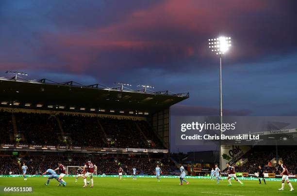 General view of the action during the Premier League match between Burnley and Stoke City at Turf Moor on April 4, 2017 in Burnley, England.