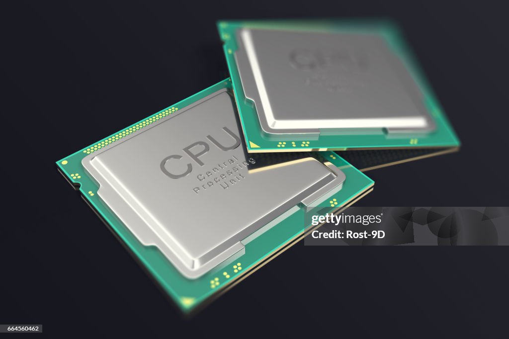 Getty Images Computer Processing 3d Illustration Cpu Chip Central Processor Unit On Black Background ...