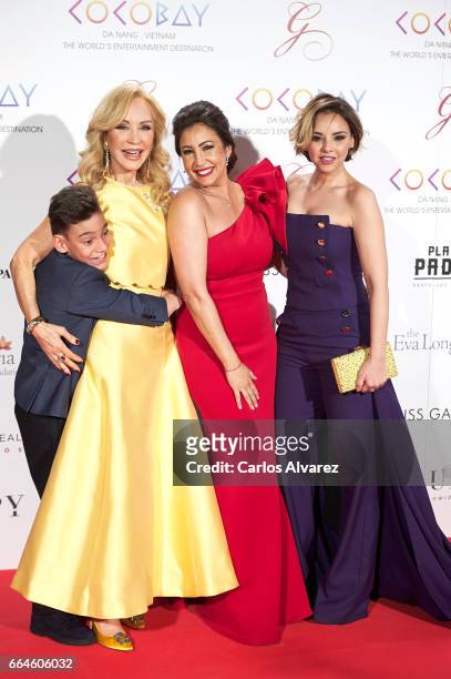 Carmen Lomana, Maria Bravo and Chenoa attend the Global Gift Gala 2017 at the Royal Teather on April 4, 2017 in Madrid, Spain.