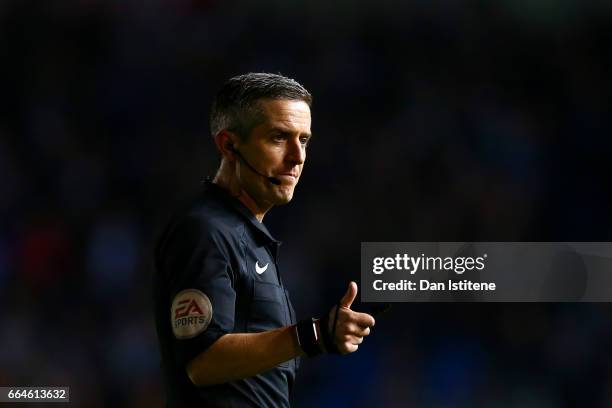Referee Darren Bond gives a thumbs up during the Sky Bet Championship match between Brighton & Hove Albion and Birmingham City at Amex Stadium on...