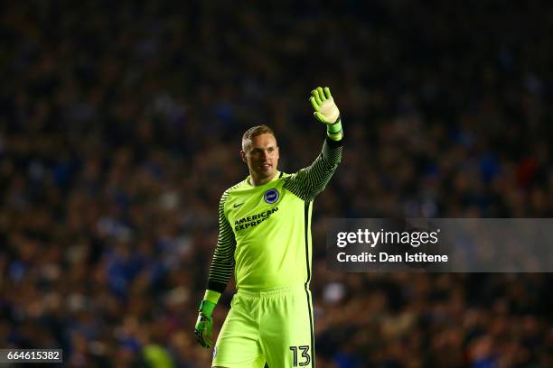 David Stockdale of Brighton & Hove Albion waves to the crowd during the Sky Bet Championship match between Brighton & Hove Albion and Birmingham City...