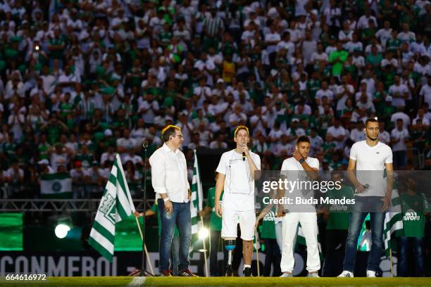 Survivors of the November 28, 2016 plane crash in Colombia that killed most of the Chapecoense football team, Rafael Henzel, Jakson Follmann, Alan...