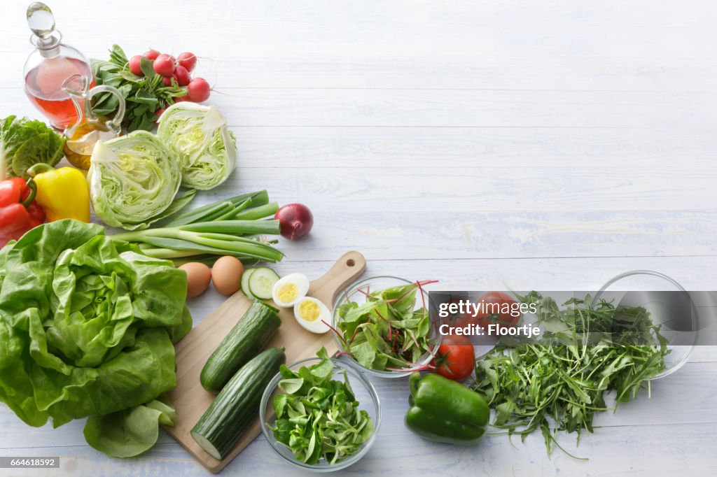 Salate : Zutaten für Salat Stillleben