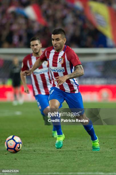 Angel Correa runs after the ball during the match between Atletico Madrid v Real Sociedad as part of La Liga 2017 at Vicente Calderón Stadium on...