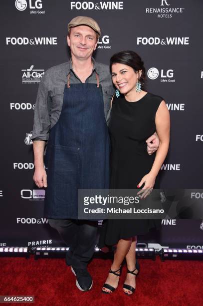 Chef Andrew Carmellini of Little Park, and Nilou Motamed, Editor of Time Inc.'s Food & Wine attend the Food & Wine Celebration of the 2017 Best New...