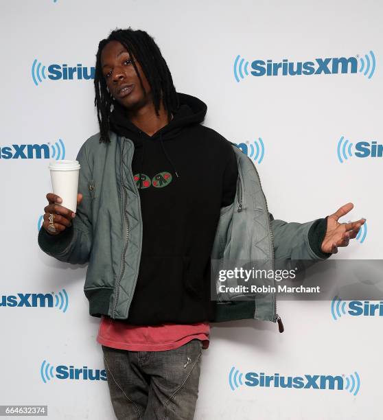 Joey Bada$$ visits SiriusXM's Shade45 at SiriusXM Studios on April 4, 2017 in New York City.