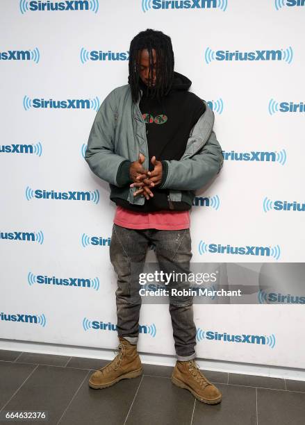 Joey Bada$$ visits SiriusXM's Shade45 at SiriusXM Studios on April 4, 2017 in New York City.